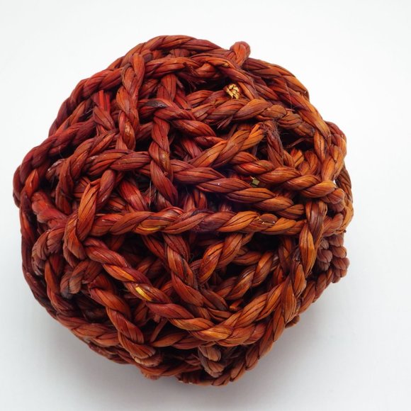 Round Natural Fiber Ball Red Rope Orb Circular Sphere Boho Home Nautical Decor - Picture 2 of 3